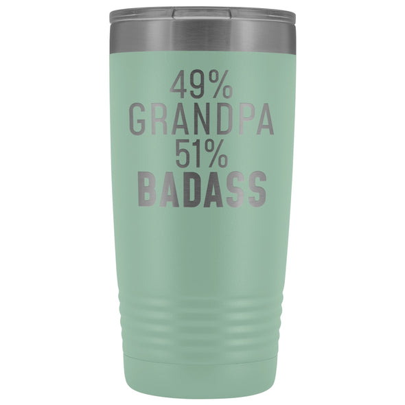 Best Grandpa Gift: 49% Grandpa 51% Badass Insulated Tumbler 20oz $29.99 | Teal Tumblers