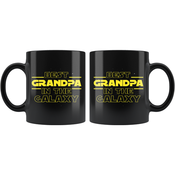 Best Grandpa In The Galaxy Coffee Mug Black 11oz Gifts for Grandpa $19.99 | Drinkware