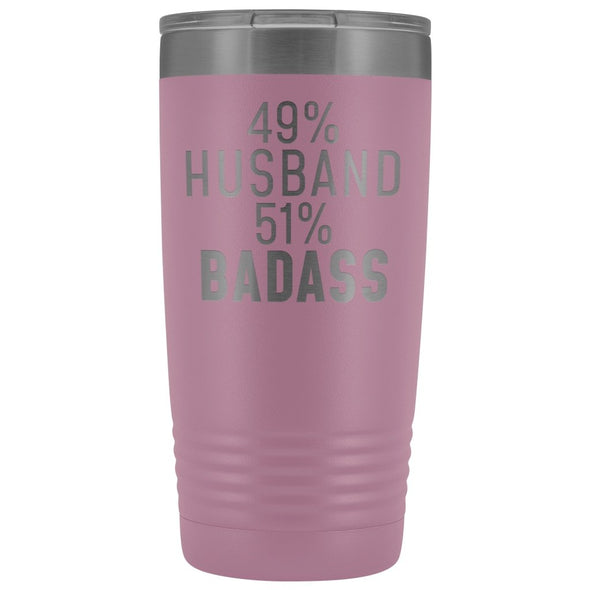 Best Husband Gift: 49% Husband 51% Badass Insulated Tumbler 20oz $29.99 | Light Purple Tumblers