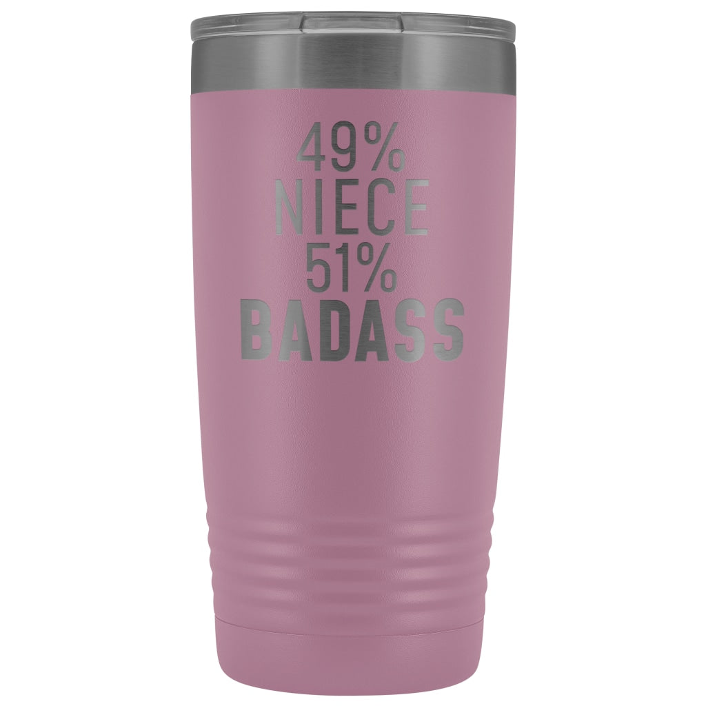 Best Niece Gift: 49% Niece 51% Badass Insulated Tumbler 20oz $29.99 | Light Purple Tumblers