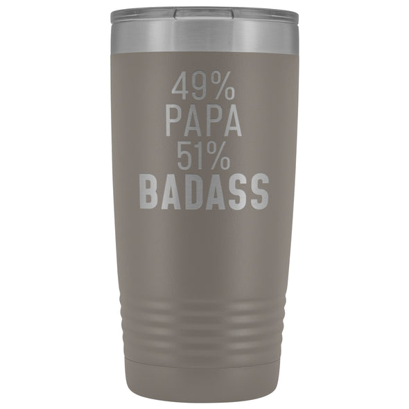 Best Papa Gift: 49% Papa 51% Badass Insulated Tumbler 20oz $29.99 | Pewter Tumblers