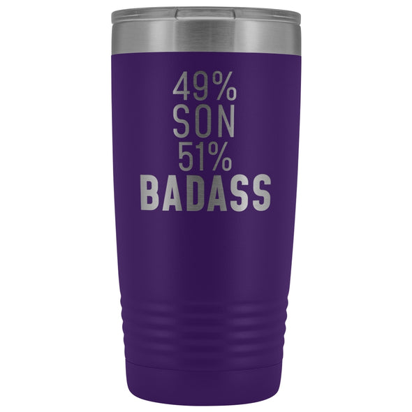 Best Son Gift: 49% Son 51% Badass Insulated Tumbler 20oz $29.99 | Purple Tumblers