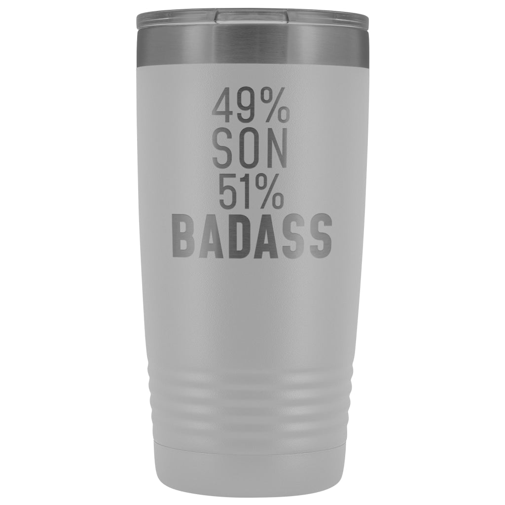 Best Son Gift: 49% Son 51% Badass Insulated Tumbler 20oz $29.99 | White Tumblers