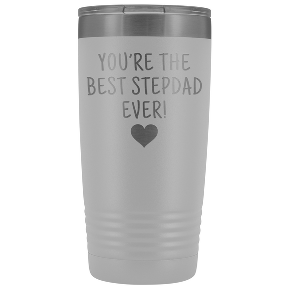 Best Step Dad Ever! Insulated 20oz Tumbler Gift Ideas for Stepdad $29.99 | White Tumblers