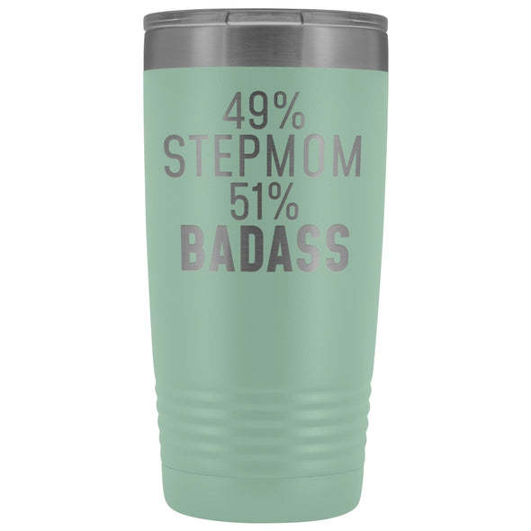 Best Stepmom Gift: 49% Stepmom 51% Badass Insulated Tumbler 20oz $29.99 | Teal Tumblers