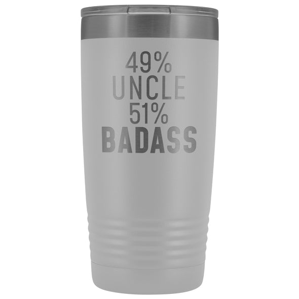 Best Uncle Gift: 49% Uncle 51% Badass Insulated Tumbler 20oz $29.99 | White Tumblers