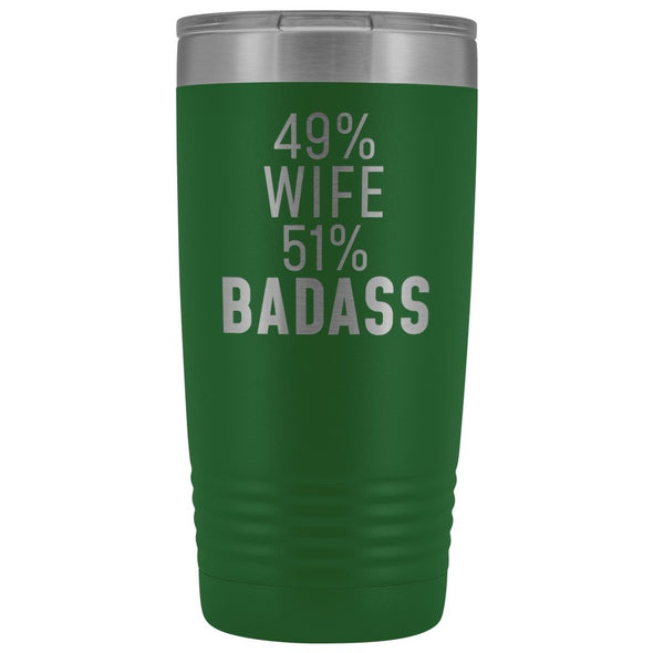 Best Wife Gift: 49% Wife 51% Badass Insulated Tumbler 20oz $29.99 | Green Tumblers