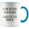 Boyfriend Gifts Christmas You Are The Luckiest Guy In The World I Would Love To Be Dating Me Funny Coffee Mug $14.99 | Blue Drinkware