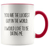 Boyfriend Gifts Christmas You Are The Luckiest Guy In The World I Would Love To Be Dating Me Funny Coffee Mug $14.99 | Red Drinkware