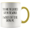 Boyfriend Gifts Christmas You Are The Luckiest Guy In The World I Would Love To Be Dating Me Funny Coffee Mug $14.99 | Yellow Drinkware
