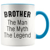 Brother Gifts Brother The Man The Myth The Legend Brother Christmas Birthday Coffee Mug $14.99 | Blue Drinkware
