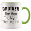Brother Gifts Brother The Man The Myth The Legend Brother Christmas Birthday Coffee Mug $14.99 | Green Drinkware