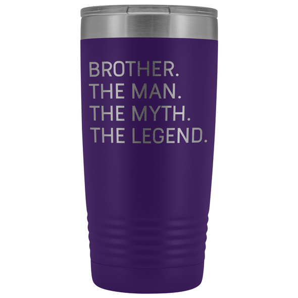 Brother Gifts Brother The Man The Myth The Legend Stainless Steel Vacuum Travel Mug Insulated Tumbler 20oz $31.99 | Purple Tumblers