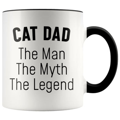 Cat Dad Gifts Cat Dad The Man The Myth The Legend Cat Lover Cat Owner Men Christmas Birthday Coffee Mug $14.99 | Black Drinkware