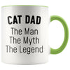 Cat Dad Gifts Cat Dad The Man The Myth The Legend Cat Lover Cat Owner Men Christmas Birthday Coffee Mug $14.99 | Green Drinkware