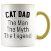 Cat Dad Gifts Cat Dad The Man The Myth The Legend Cat Lover Cat Owner Men Christmas Birthday Coffee Mug $14.99 | Yellow Drinkware