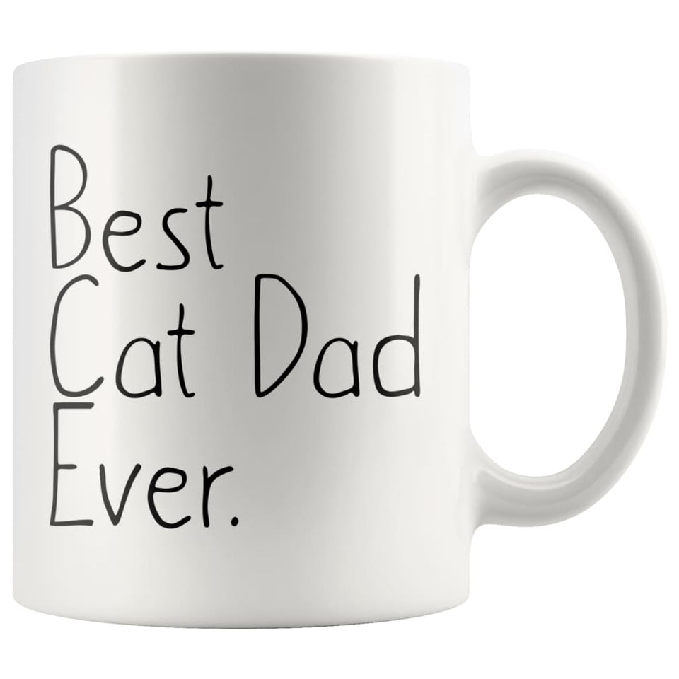 Cat Lover Gifts Unique Cat Dad Gift: Best Cat Dad Ever Mug Father's Day Gift Pet Owner Rescue Gift Coffee Mug Tea Cup White