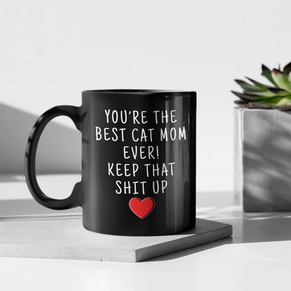Cat Lover Gifts Women Best Cat Mom Ever Mug Cat Mom Coffee Mug Cat Mom Coffee Cup Cat Mom Gift Coffee Mug Tea Cup Black $19.99 | Drinkware