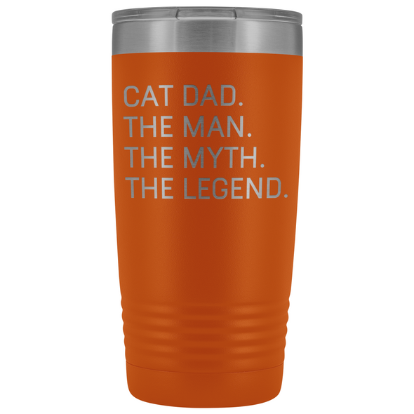 Cat Owner Gifts Men Cat Dad The Man The Myth The Legend Stainless Steel Vacuum Travel Mug Insulated Tumbler 20oz $31.99 | Orange Tumblers