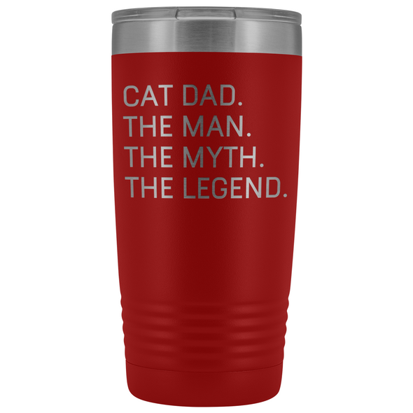Cat Owner Gifts Men Cat Dad The Man The Myth The Legend Stainless Steel Vacuum Travel Mug Insulated Tumbler 20oz $31.99 | Red Tumblers