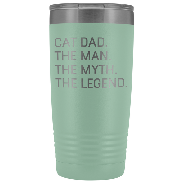 Cat Owner Gifts Men Cat Dad The Man The Myth The Legend Stainless Steel Vacuum Travel Mug Insulated Tumbler 20oz $31.99 | Teal Tumblers
