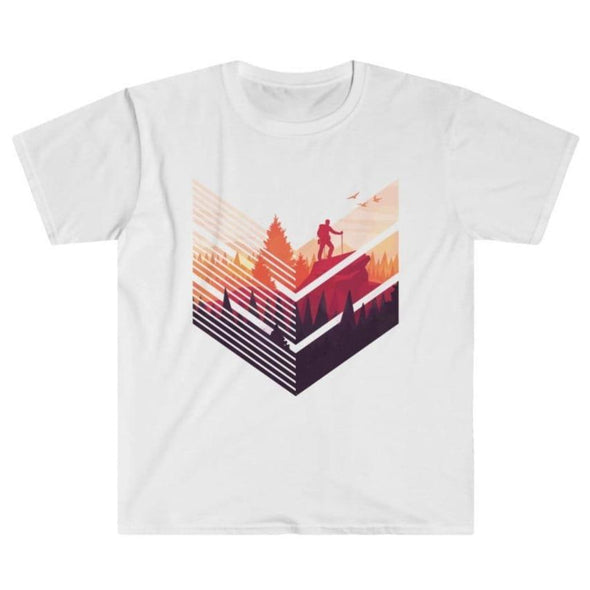 Colorful Outdoor Mountain Hiking Men’s T-Shirt | Gift for Hiker $19.99 | L / White T-Shirt