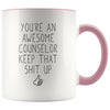 Counselor Gifts You’re An Awesome Counselor Coffee Mug Funny Thank You Appreciation Gifts $14.99 | Pink Drinkware