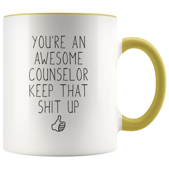 Counselor Gifts You’re An Awesome Counselor Coffee Mug Funny Thank You Appreciation Gifts $14.99 | Yellow Drinkware