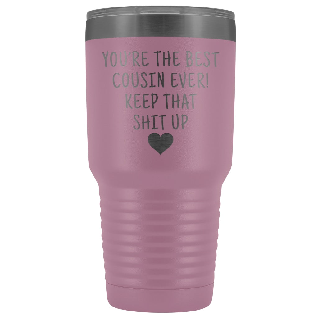 Cousin Gift for Men: Best Cousin Ever! Large Insulated Tumbler 30oz $38.95 | Light Purple Tumblers
