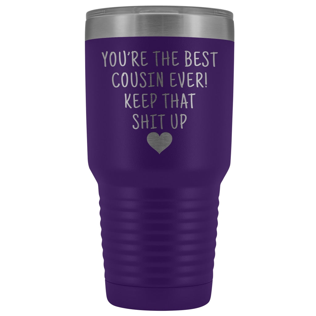 Cousin Gift for Men: Best Cousin Ever! Large Insulated Tumbler 30oz $38.95 | Purple Tumblers
