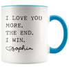 Customized Mom Gifts I Love You More The End I Win Love Personalized Name Mother’s Day Gift for Mom Coffee Mug Tea Cup $14.99 | Blue 