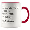 Customized Mom Gifts I Love You More The End I Win Love Personalized Name Mother’s Day Gift for Mom Coffee Mug Tea Cup $14.99 | Red 