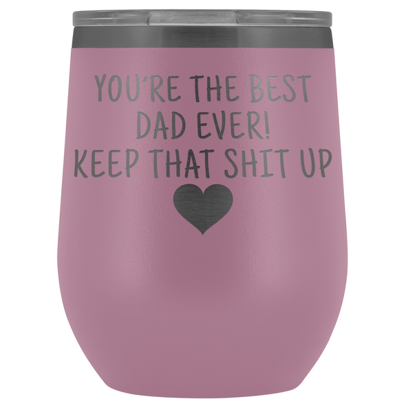 Dad Gifts Best Dad Ever! Funny Wine Tumbler Gifts for Dad $29.99 | Light Purple Wine Tumbler