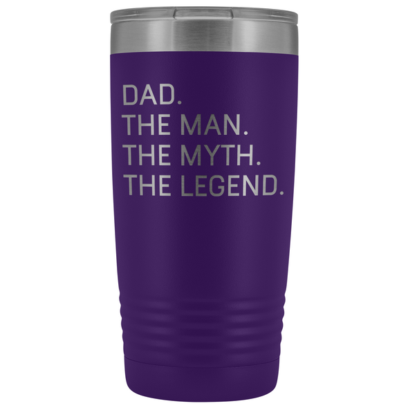 Dad Gifts Dad The Man The Myth The Legend Stainless Steel Vacuum Travel Mug Insulated Tumbler 20oz $31.99 | Purple Tumblers