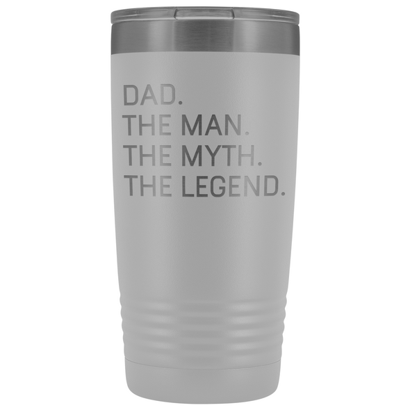 Dad Gifts Dad The Man The Myth The Legend Stainless Steel Vacuum Travel Mug Insulated Tumbler 20oz $31.99 | White Tumblers