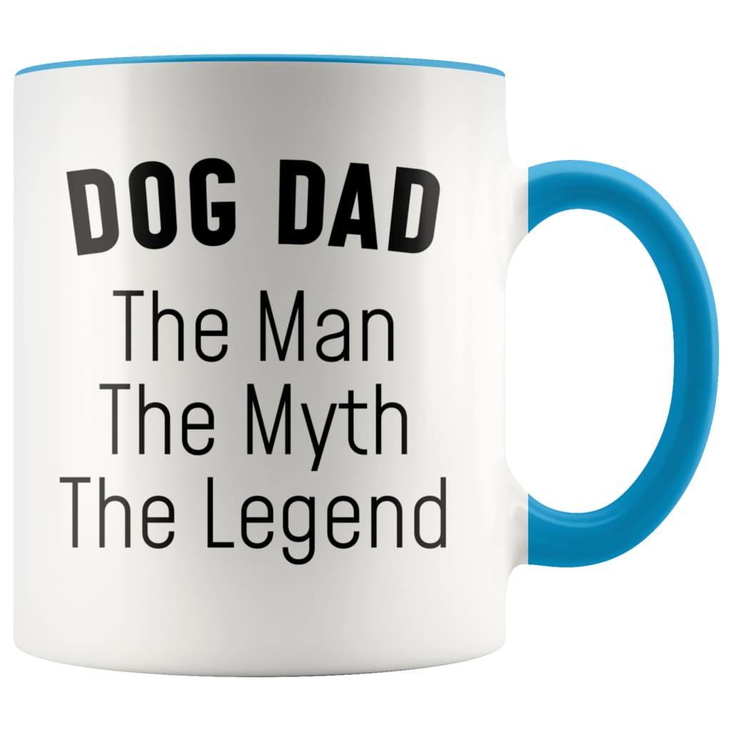 Dog Dad Gifts Dog Dad The Man The Myth The Legend Dog Lover Dog Owner Men Christmas Birthday Coffee Mug $14.99 | Blue Drinkware