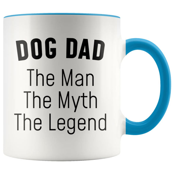 Dog Dad Gifts Dog Dad The Man The Myth The Legend Dog Lover Dog Owner Men Christmas Birthday Coffee Mug $14.99 | Blue Drinkware