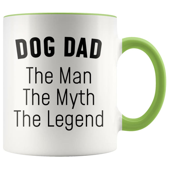 Dog Dad Gifts Dog Dad The Man The Myth The Legend Dog Lover Dog Owner Men Christmas Birthday Coffee Mug $14.99 | Green Drinkware