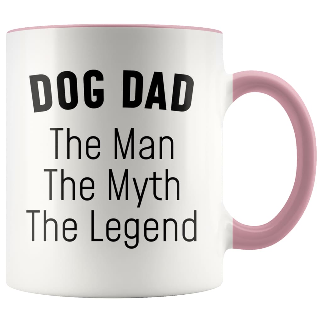Dog Dad Gifts Dog Dad The Man The Myth The Legend Dog Lover Dog Owner Men Christmas Birthday Coffee Mug $14.99 | Pink Drinkware