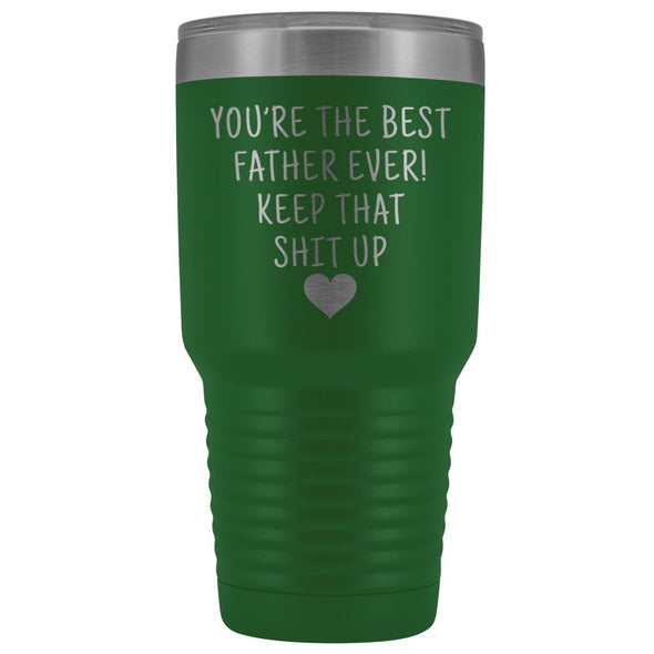 Father Gift: Best Father Ever! Large Insulated Travel Mug Tumbler 30oz $38.95 | Green Tumblers