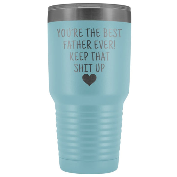 Father Gift: Best Father Ever! Large Insulated Travel Mug Tumbler 30oz $38.95 | Light Blue Tumblers