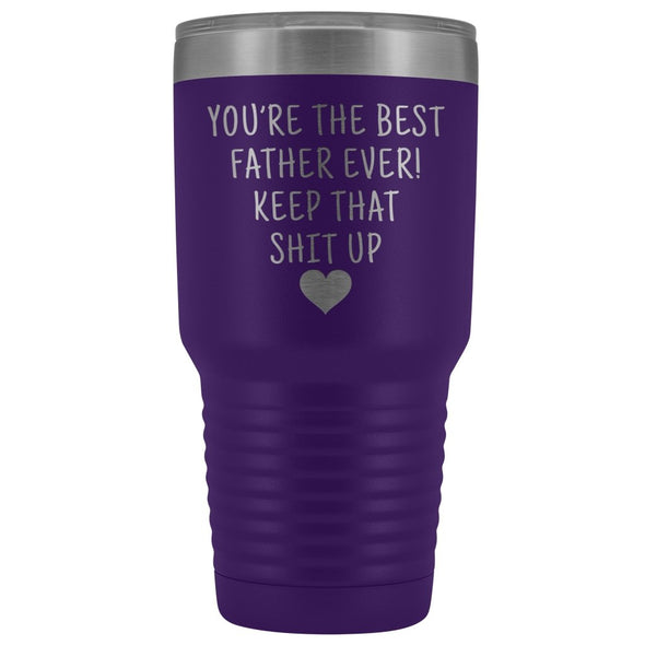 Father Gift: Best Father Ever! Large Insulated Travel Mug Tumbler 30oz $38.95 | Purple Tumblers