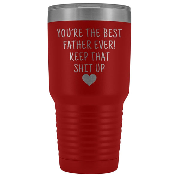 Father Gift: Best Father Ever! Large Insulated Travel Mug Tumbler 30oz $38.95 | Red Tumblers