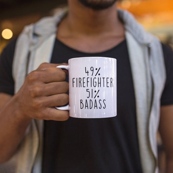 49% Firefighter 51% Badass Coffee Mug | Gift for Fireman $14.99 | Drinkware