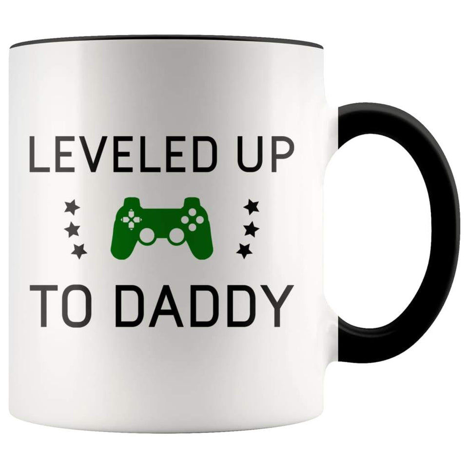 First Fathers Day Gift Mug - Leveled Up To Daddy Coffee Mug