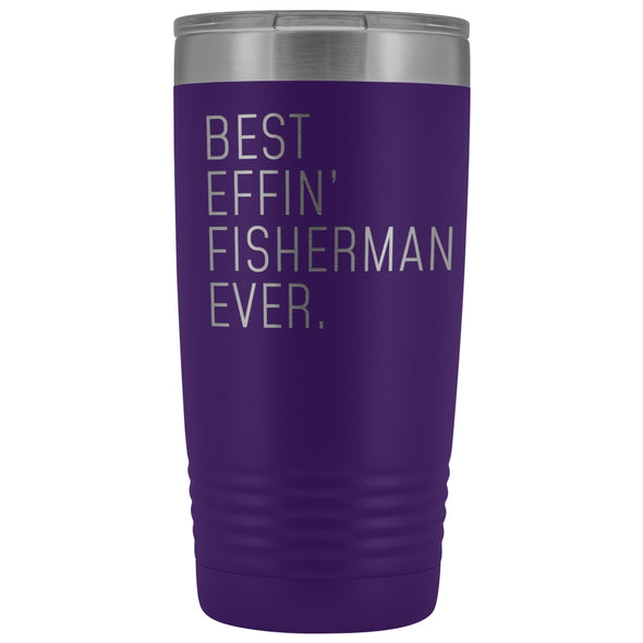 Fishing Gift for Men: Best Effin Fisherman Ever. Insulated Tumbler 20oz $29.99 | Purple Tumblers