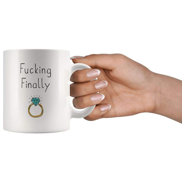 Fucking Finally Mug | Funny Newly Engaged Wedding Engagement Gift $14.99 | Drinkware