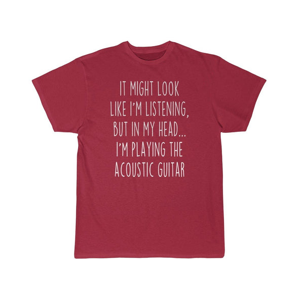 Funny Acoustic Guitar Player Shirt Acoustic Guitar T-Shirt Gift Idea for Acoustic Guitarist Musician $19.99 | Cardinal / S T-Shirt