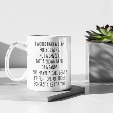 Funny Aunt Gifts I Would Fight A Bear For You Aunt Coffee Mug Gifts for Aunt $18.99 | Drinkware