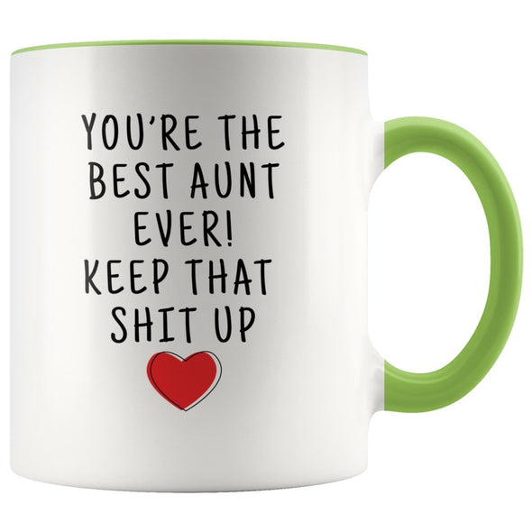 Funny Aunt Gifts: Personalized Best Aunt Ever! Mug | Gift Ideas for Aunt $19.99 | Green Drinkware